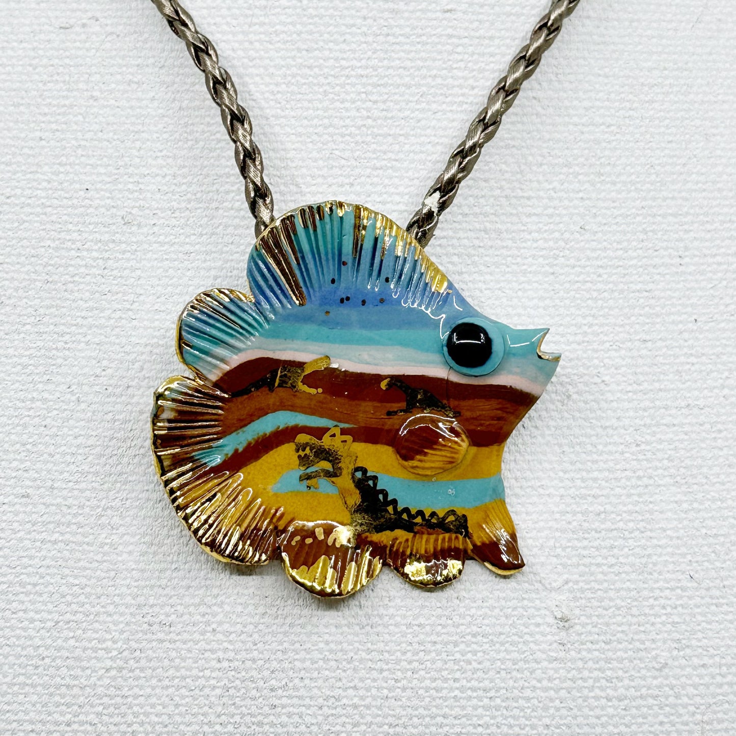 pottery fish pendant necklace