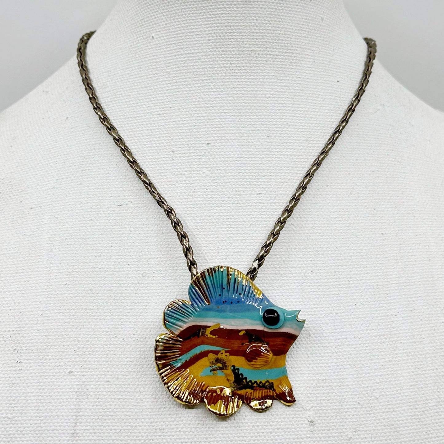 pottery fish pendant necklace