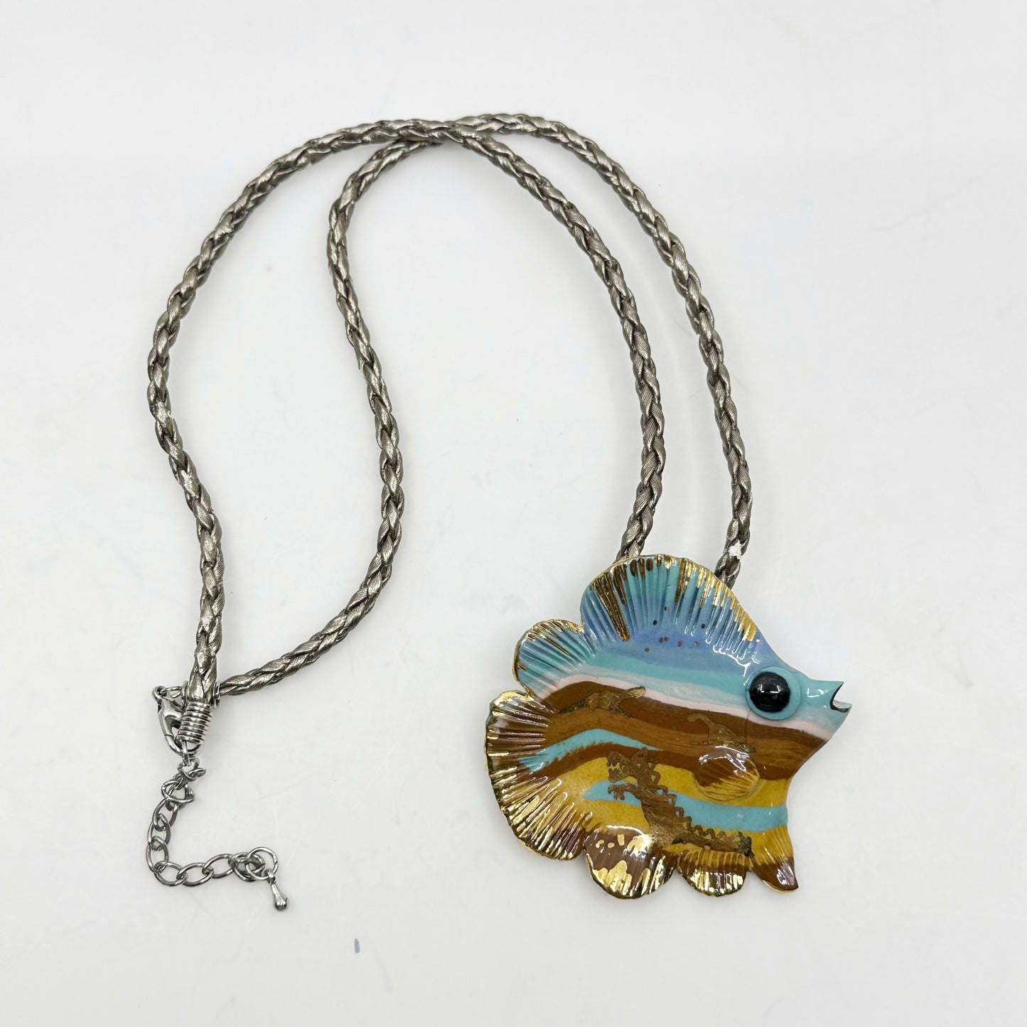 pottery fish pendant necklace