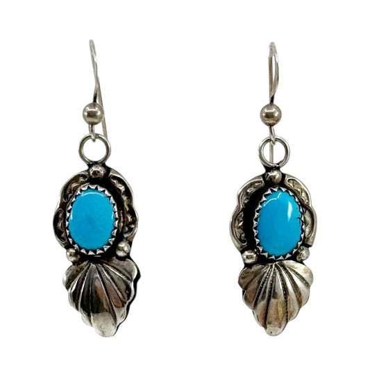 Navajo EL sterling silver turquoise drop earrings - GM176