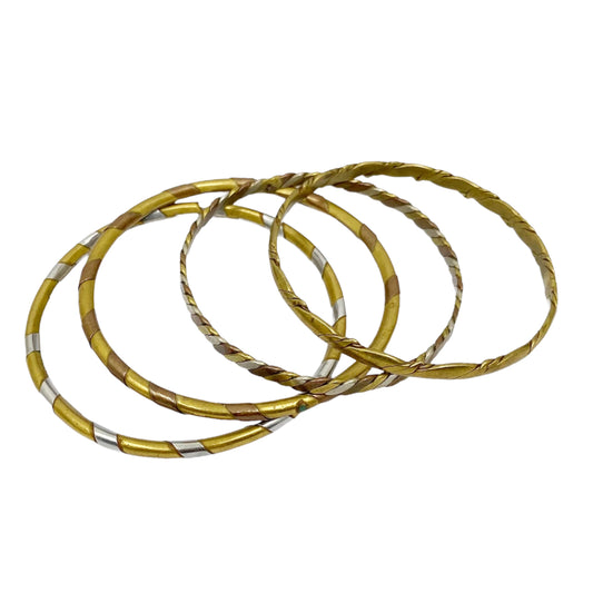 4 Handcrafted energy brass copper bracelet set