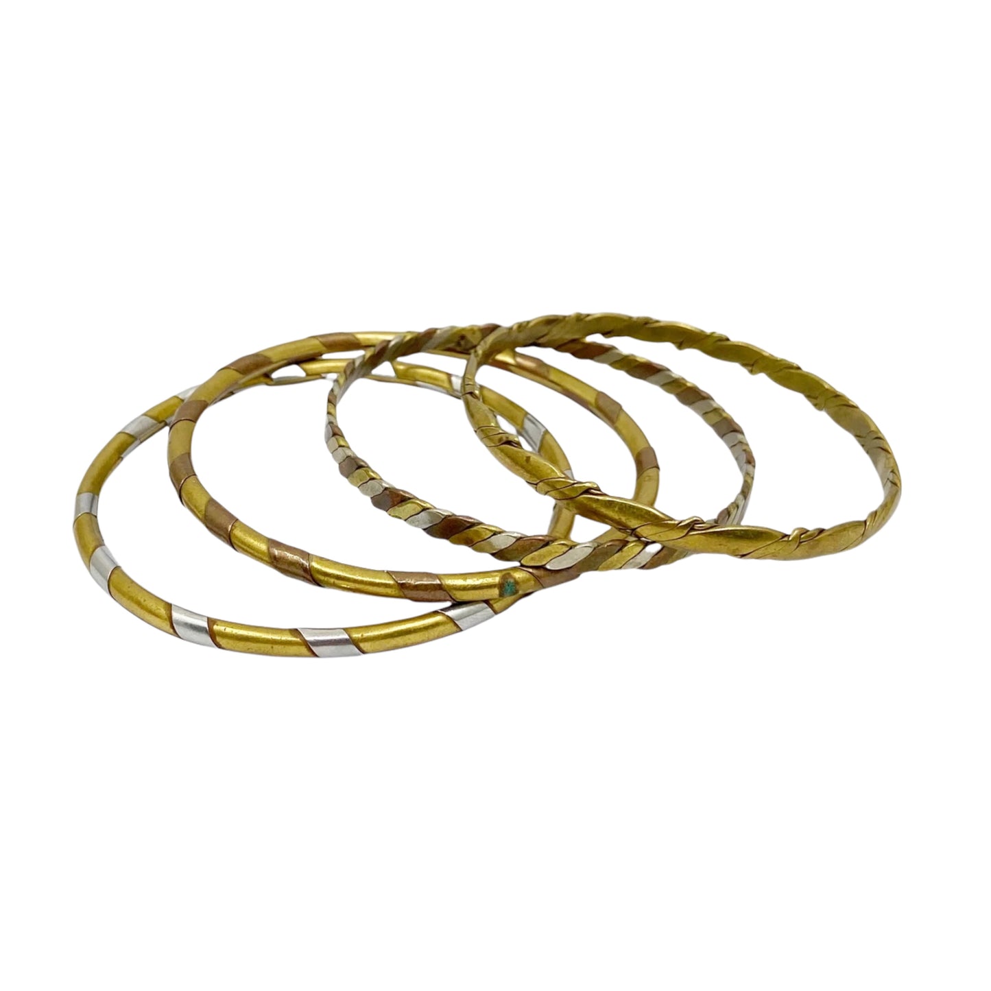 4 Handcrafted energy brass copper bracelet set