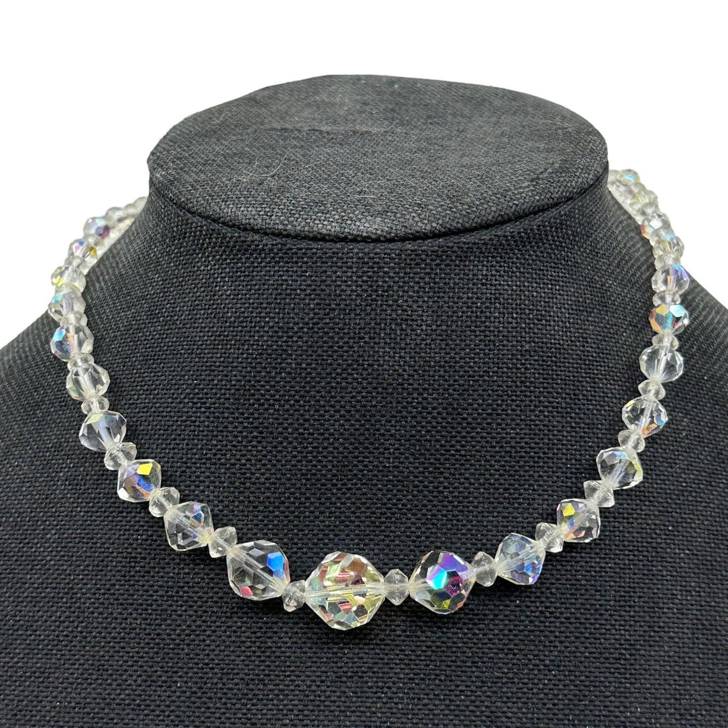 Vintage graduated AB crystal bead necklace