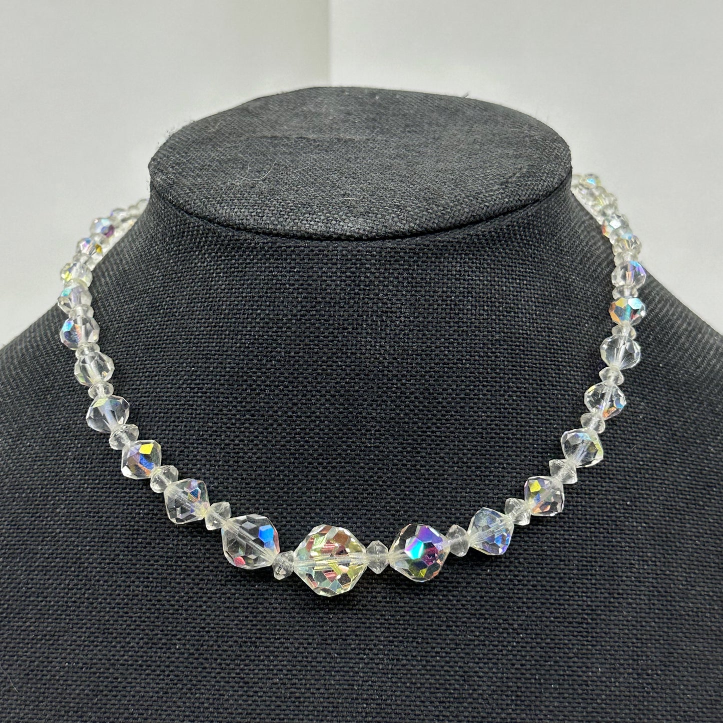 Vintage graduated AB crystal bead necklace