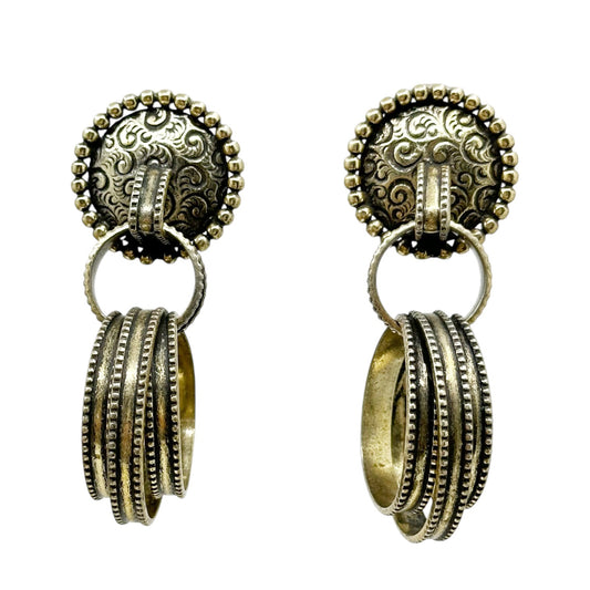 Vintage Silver tone door knocker clip on earrings GM177