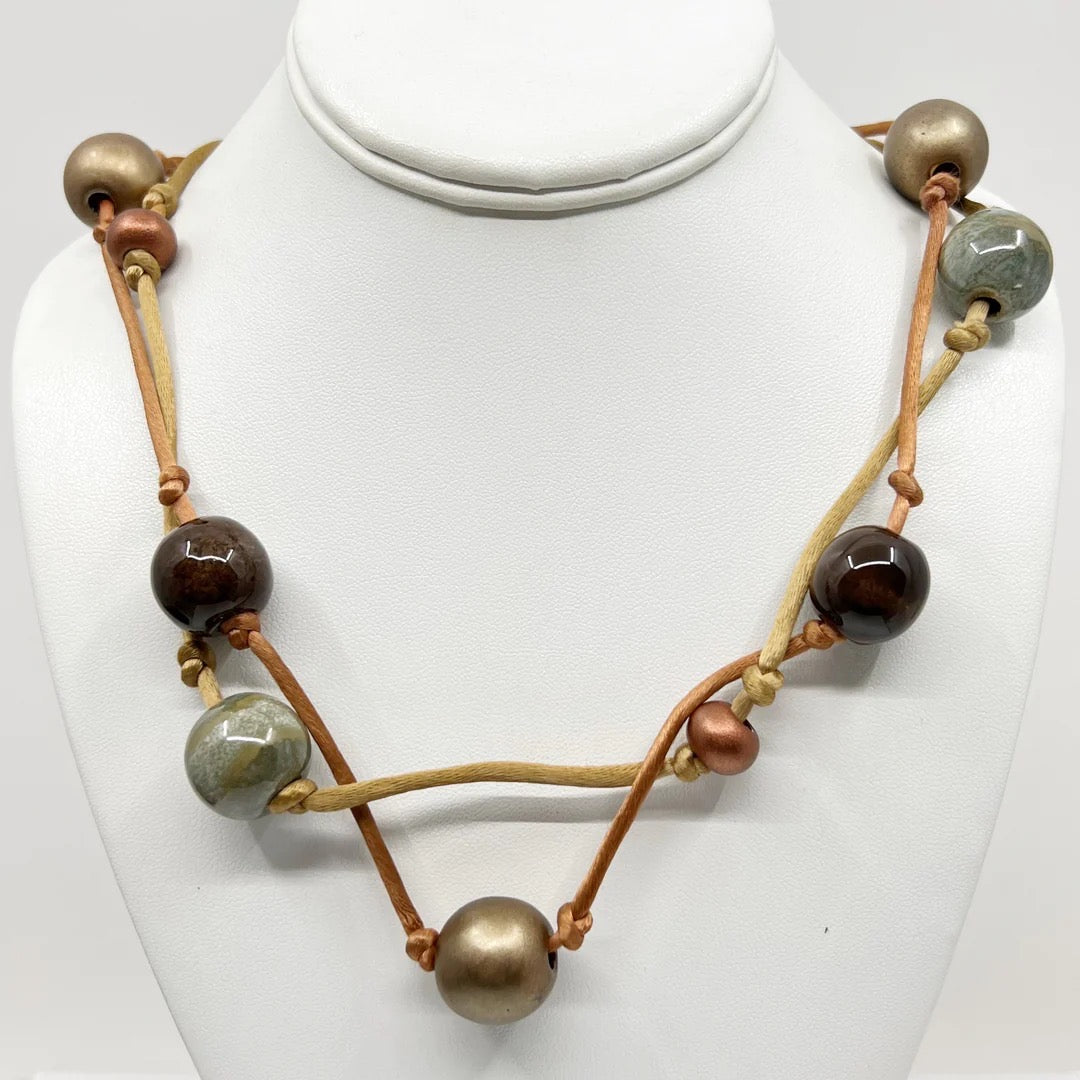 Vintage pottery bead necklace