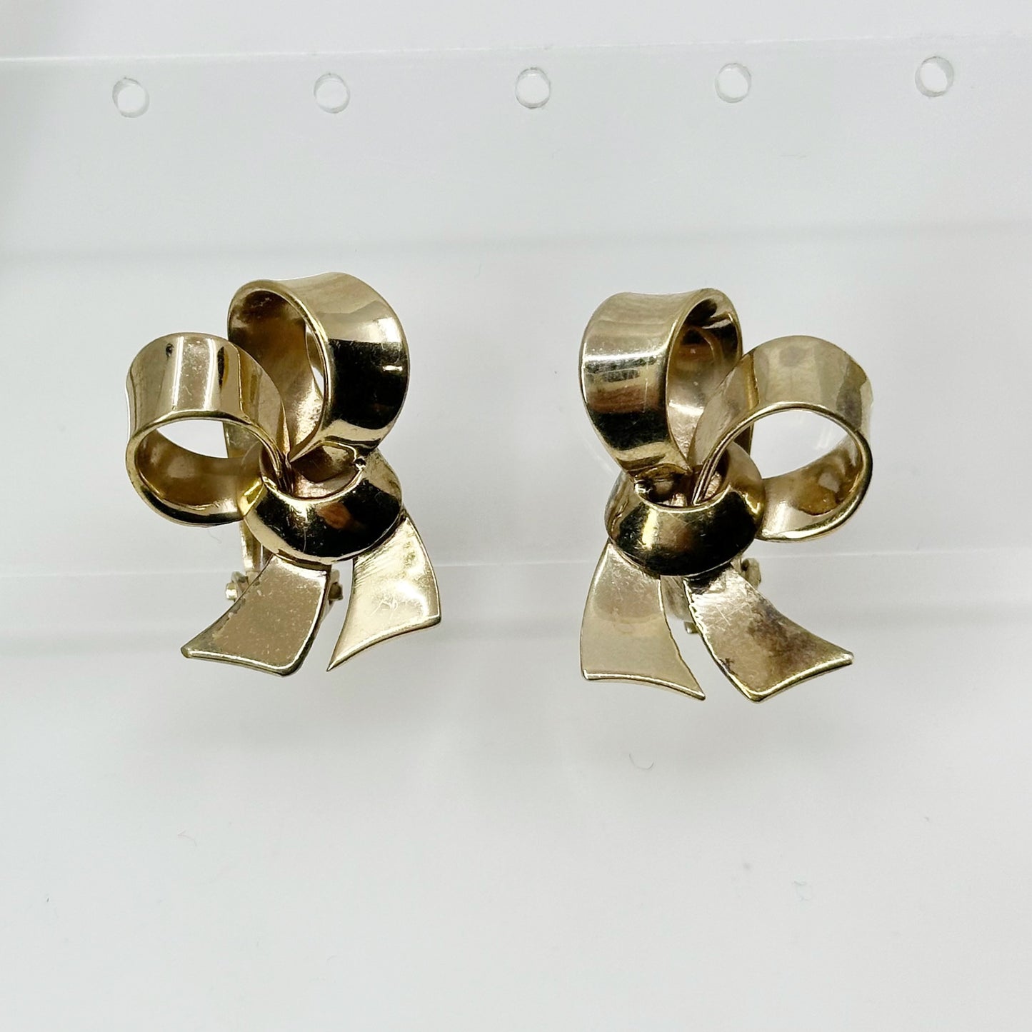 Mid Century  Mexico Gold Filled over brass bow earrings