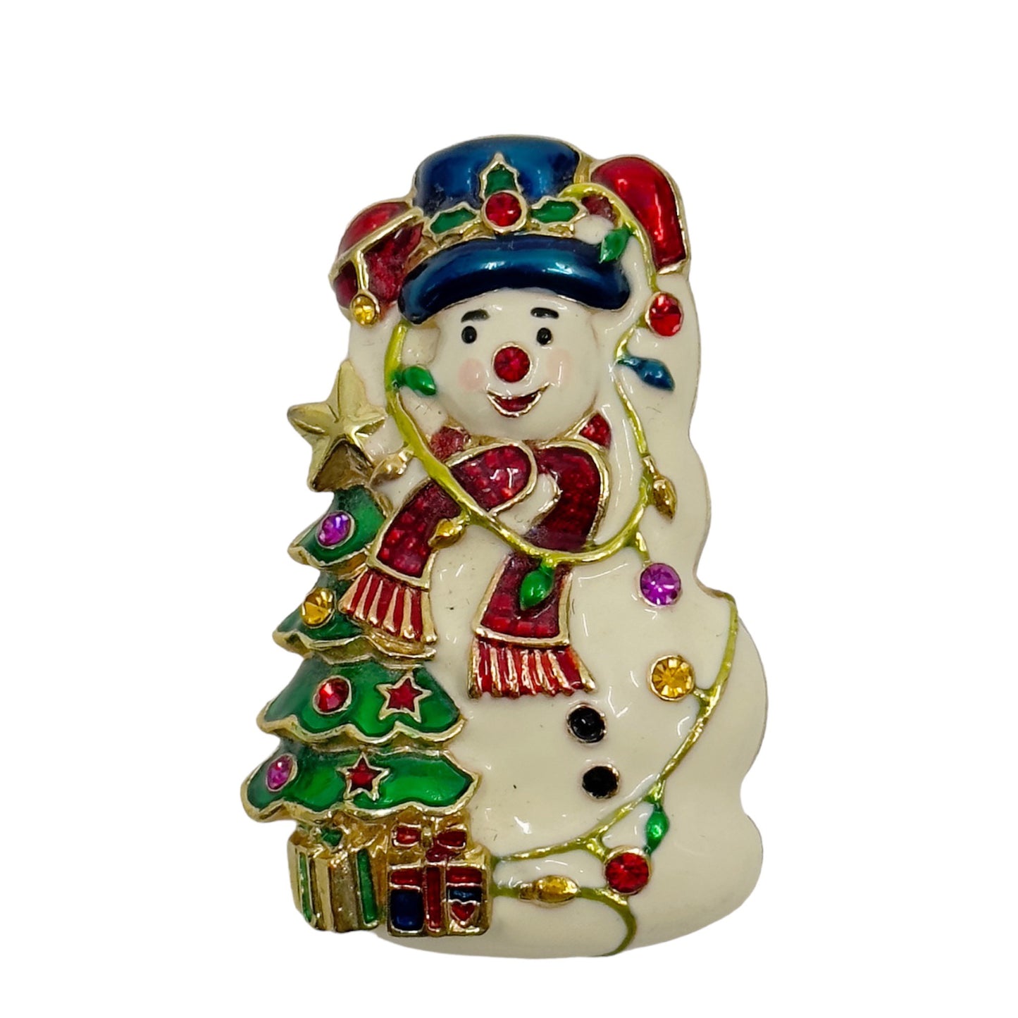 Christopher Radko enamel rhinestone snowman pendant brooch