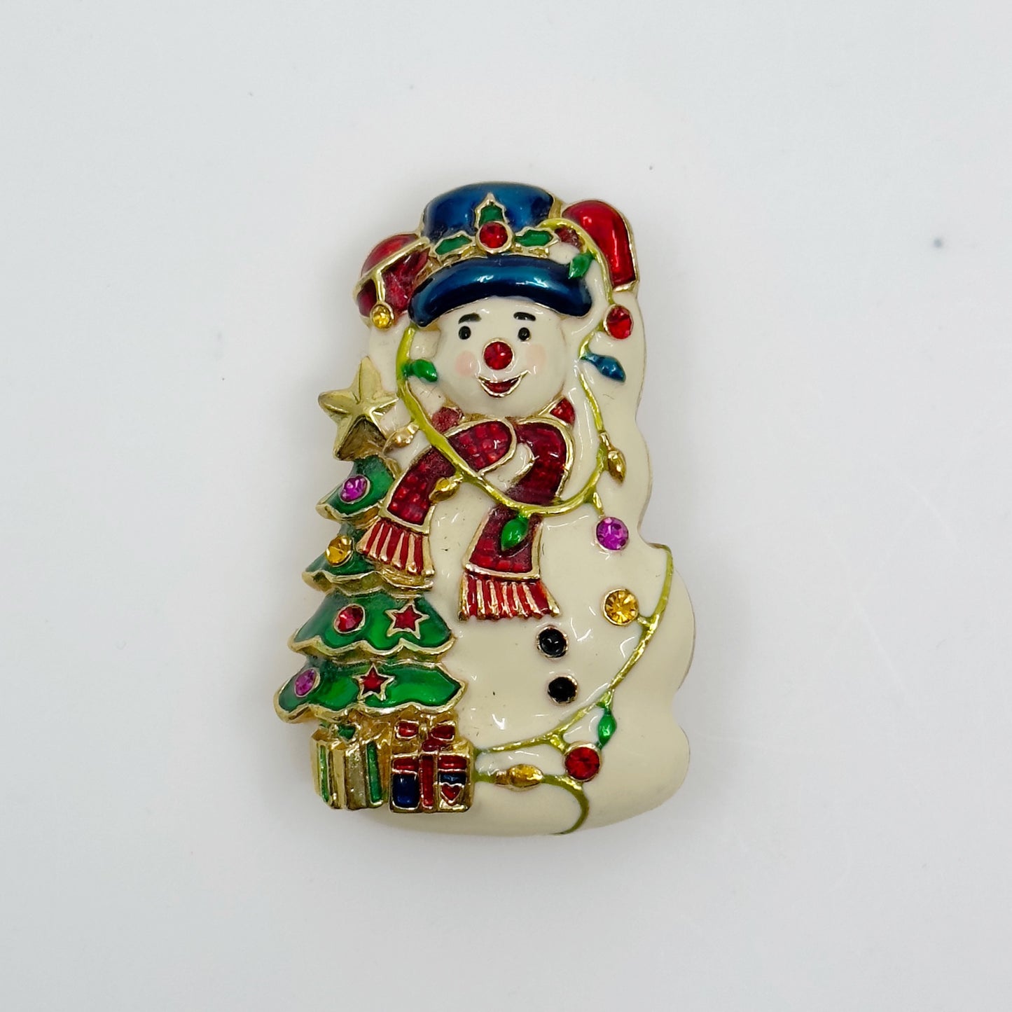 Christopher Radko enamel rhinestone snowman pendant brooch