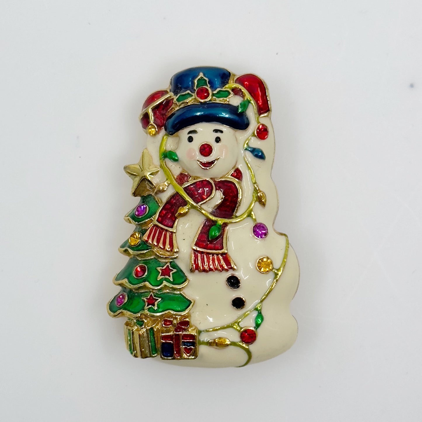 Christopher Radko enamel rhinestone snowman pendant brooch