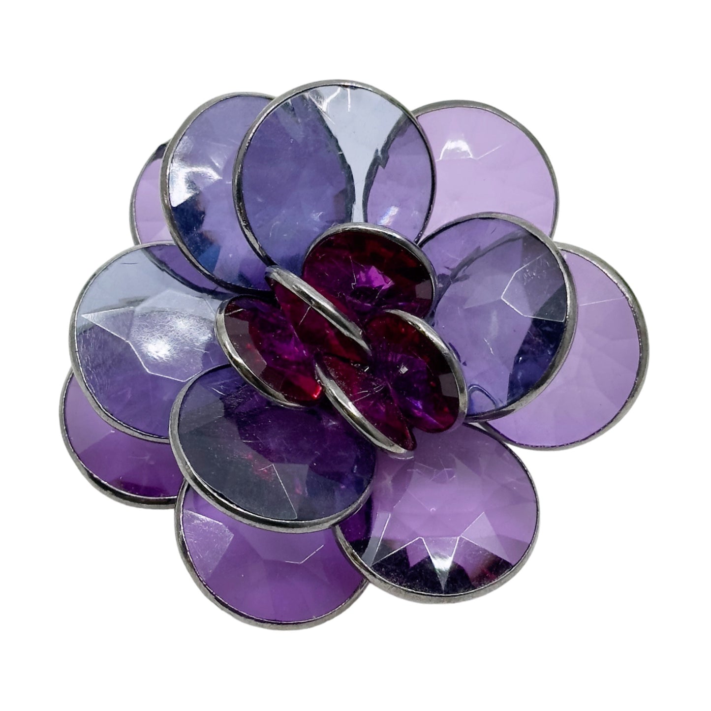 Blackened metal lucite petal brooch