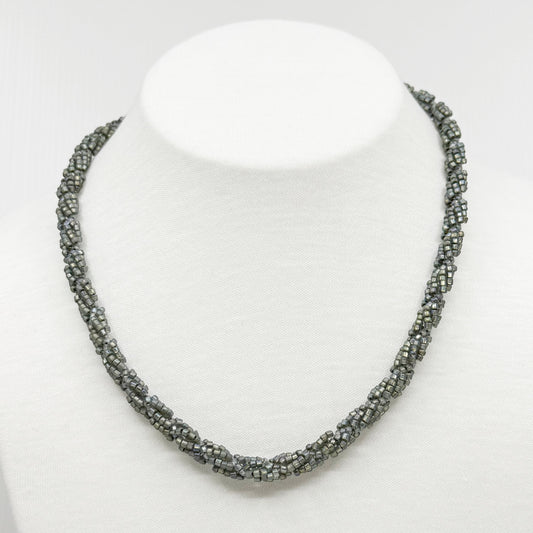 Hand Made sterling silver glass seed bead necklace GM724