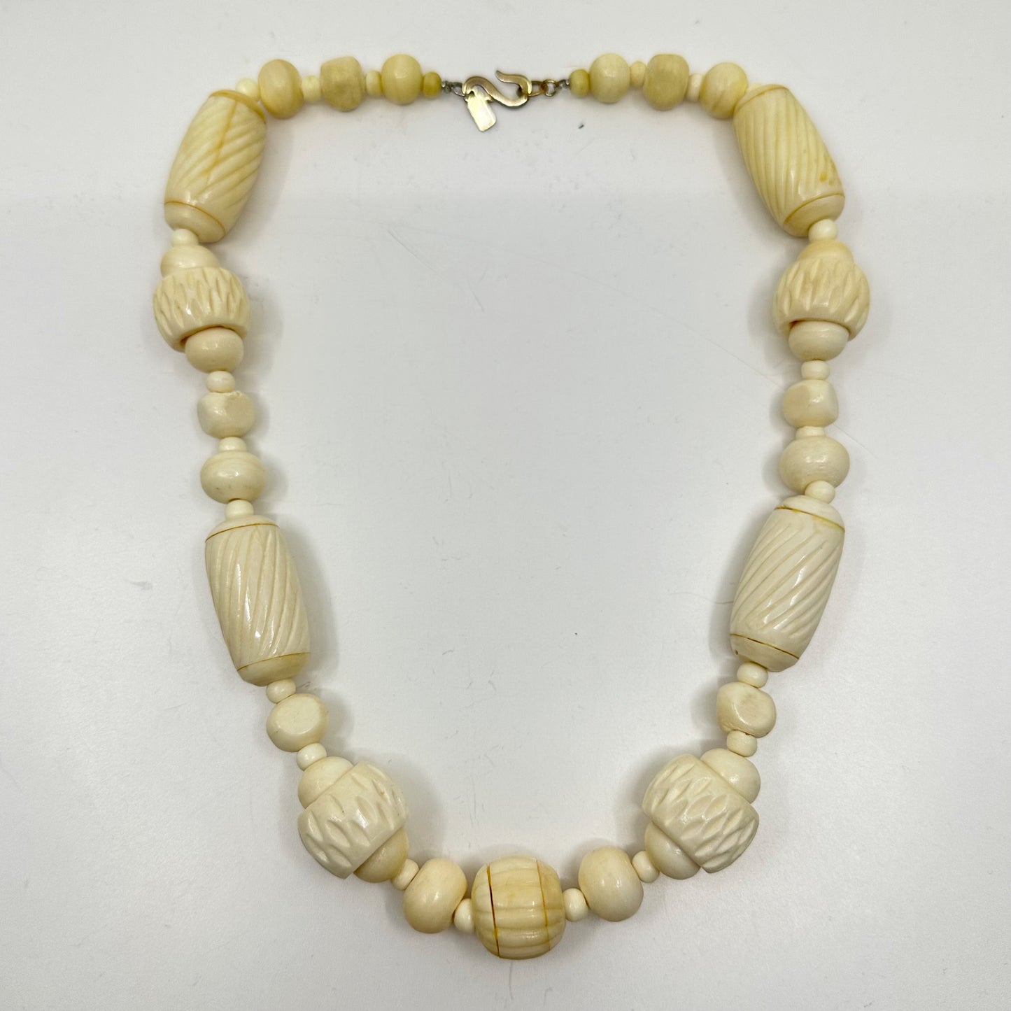 Vintage Kenneth Jay Lane carved bone bead necklace