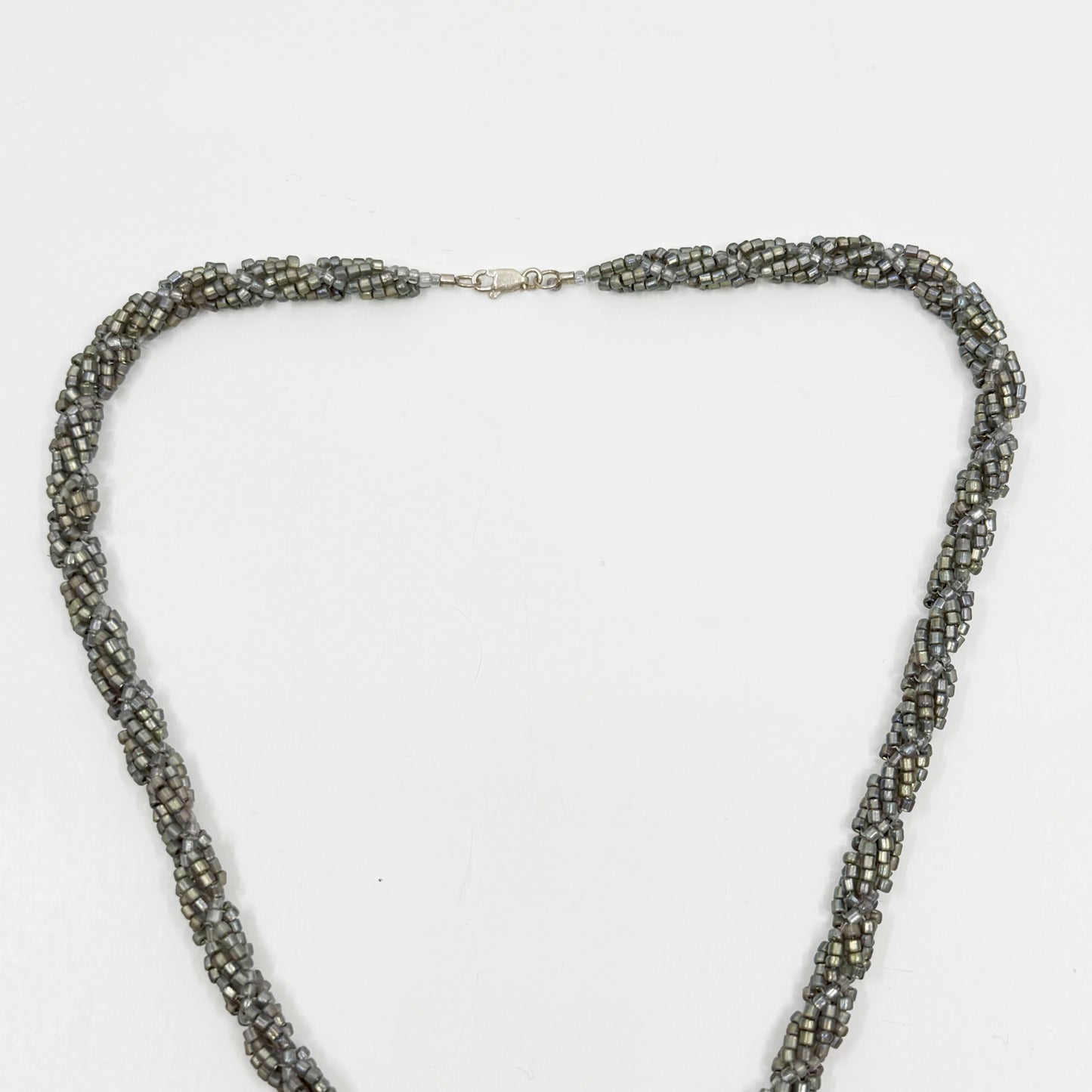 Hand Made sterling silver glass seed bead necklace GM724