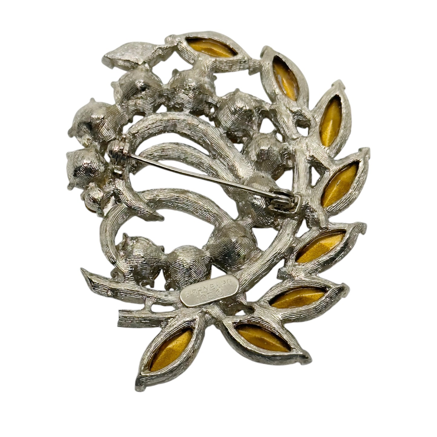 Eisenberg Ice Silver tone foil back rhinestone brooch