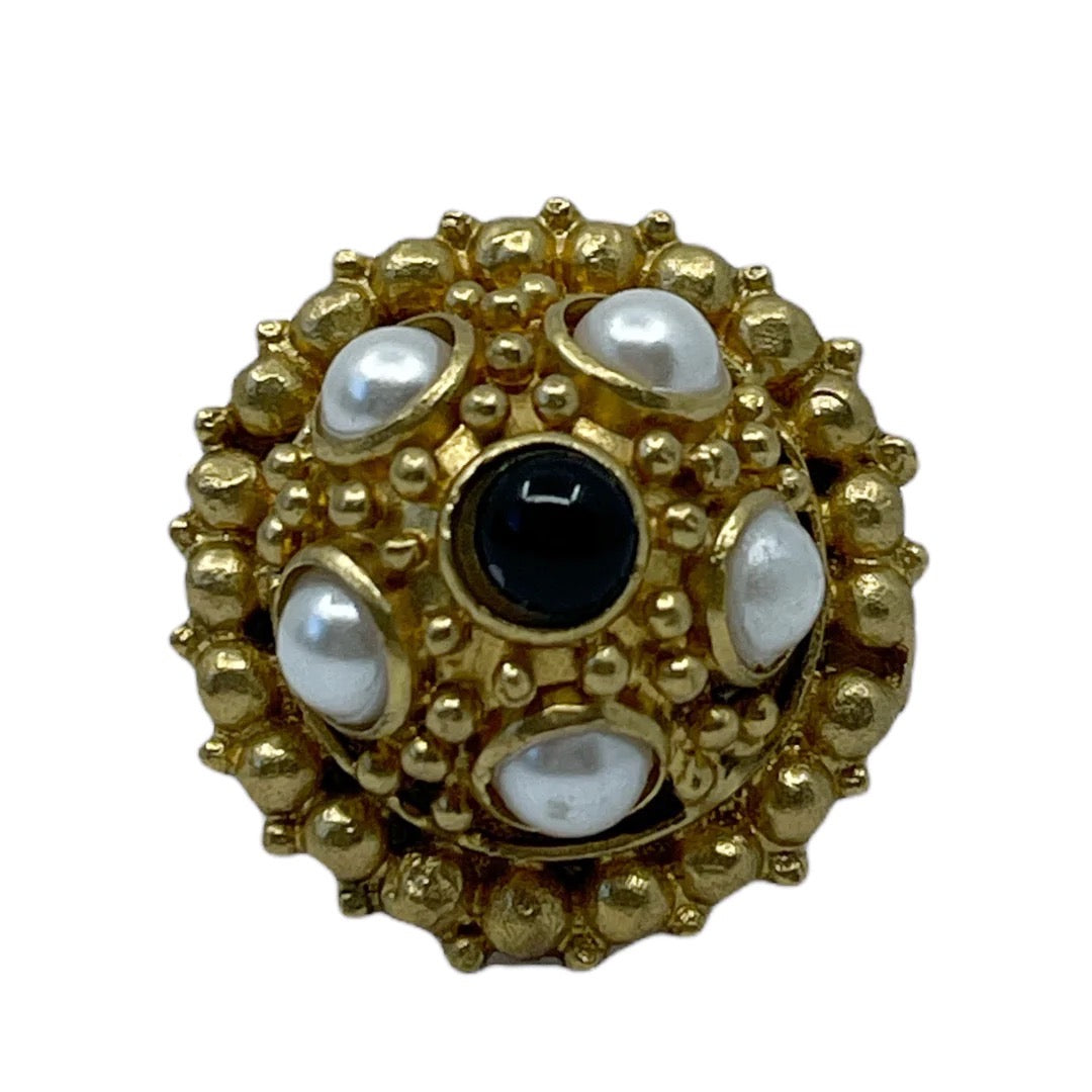 Vintage Gold Filled pearl onyx ring