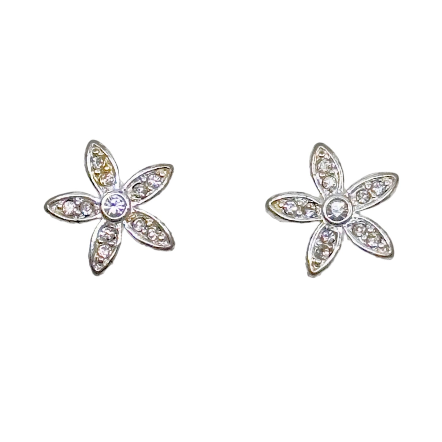 Nine West Silver tone rhinestone flower stud earrings