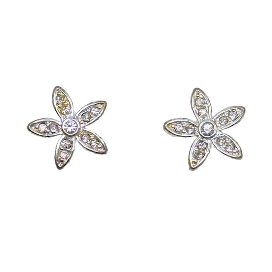 Nine West Silver tone rhinestone flower stud earrings