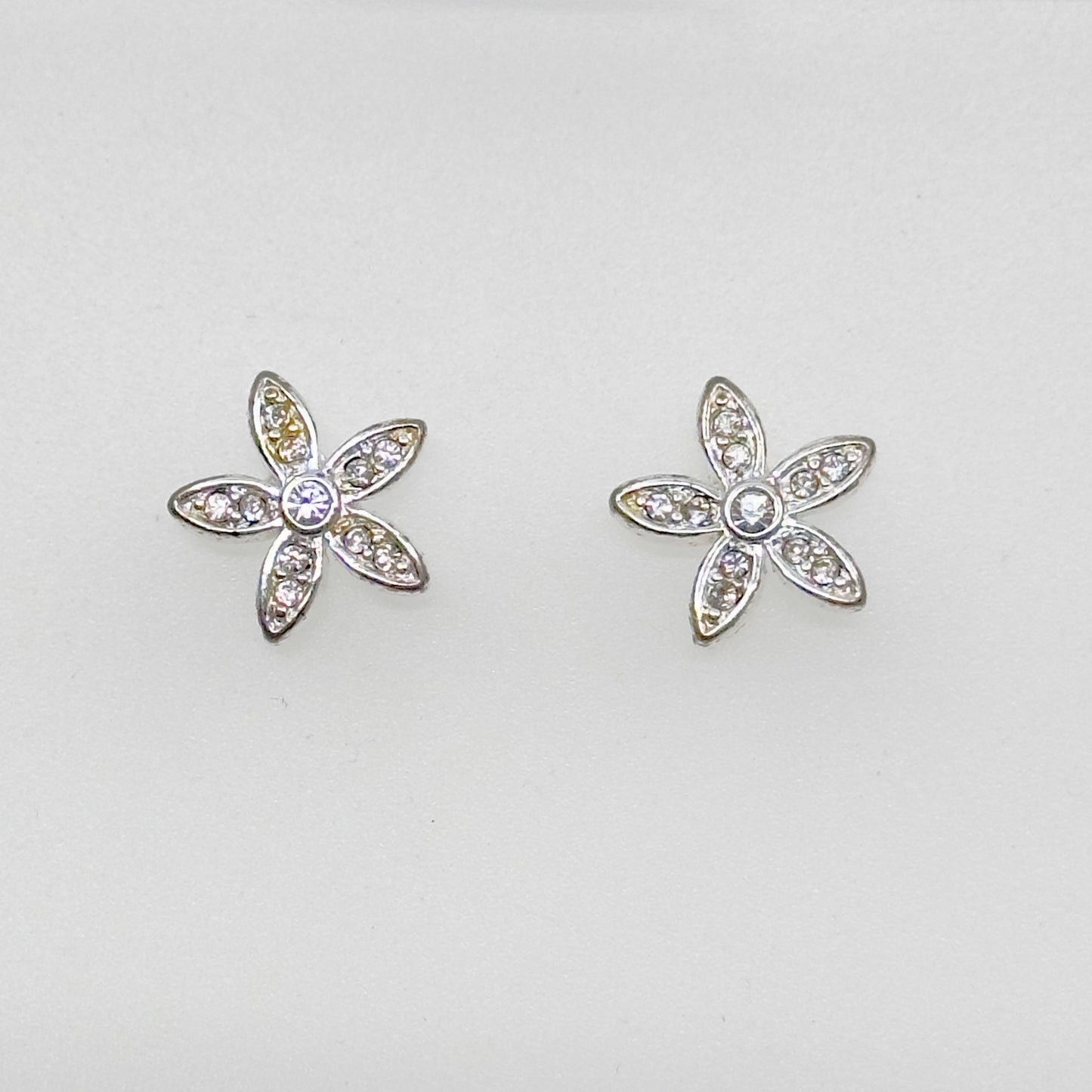 Nine West Silver tone rhinestone flower stud earrings