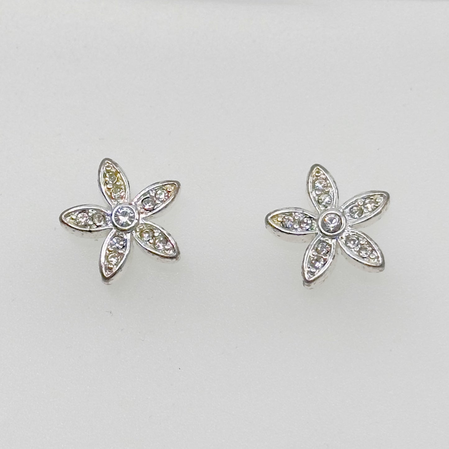 Nine West Silver tone rhinestone flower stud earrings