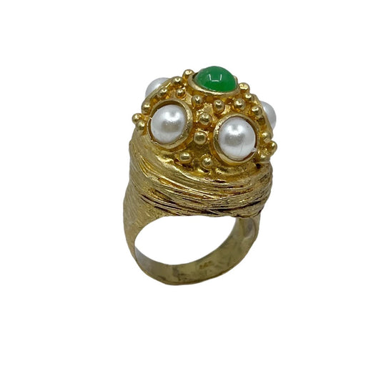 Gold plated Filled & chrysoprase ring