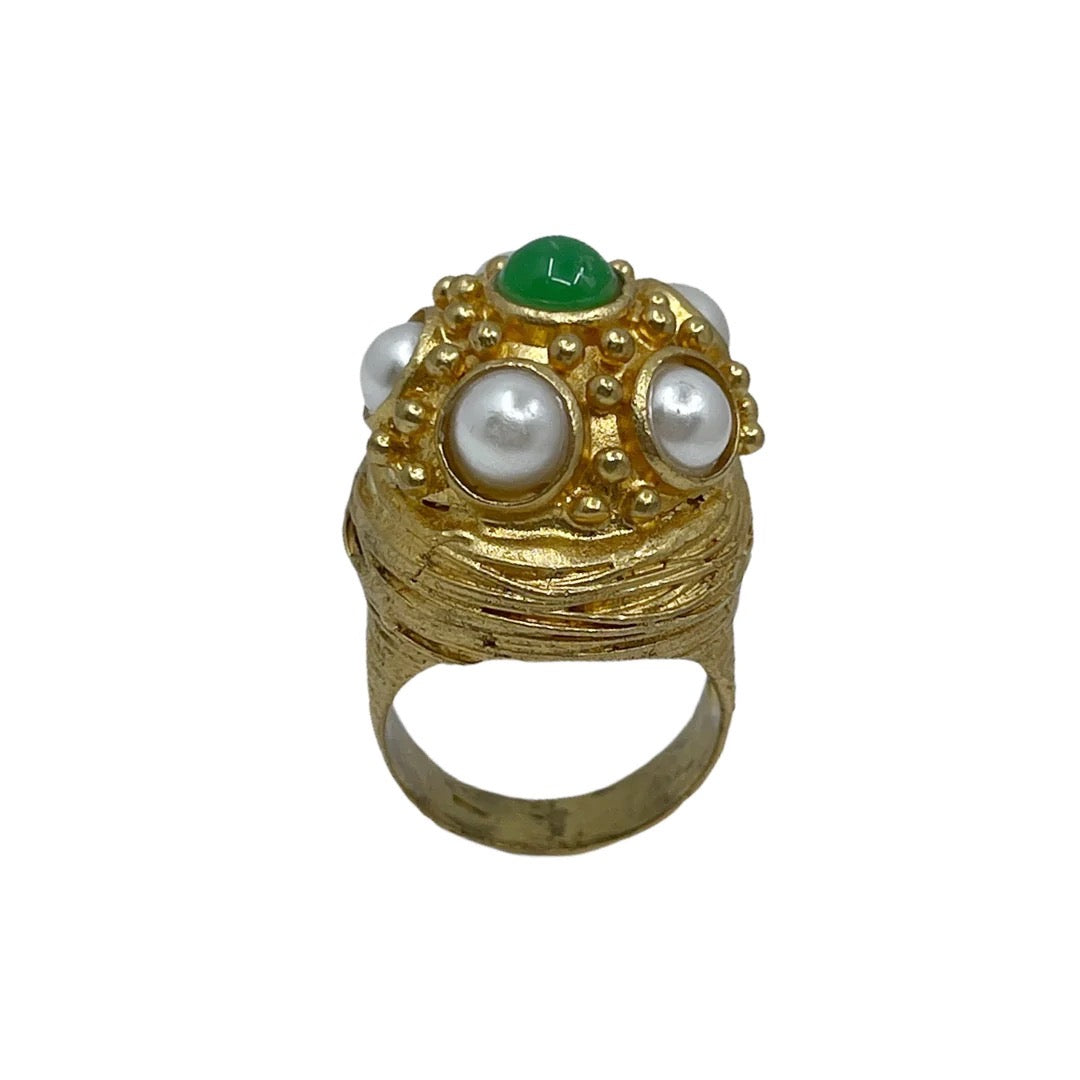 Gold plated Filled & chrysoprase ring