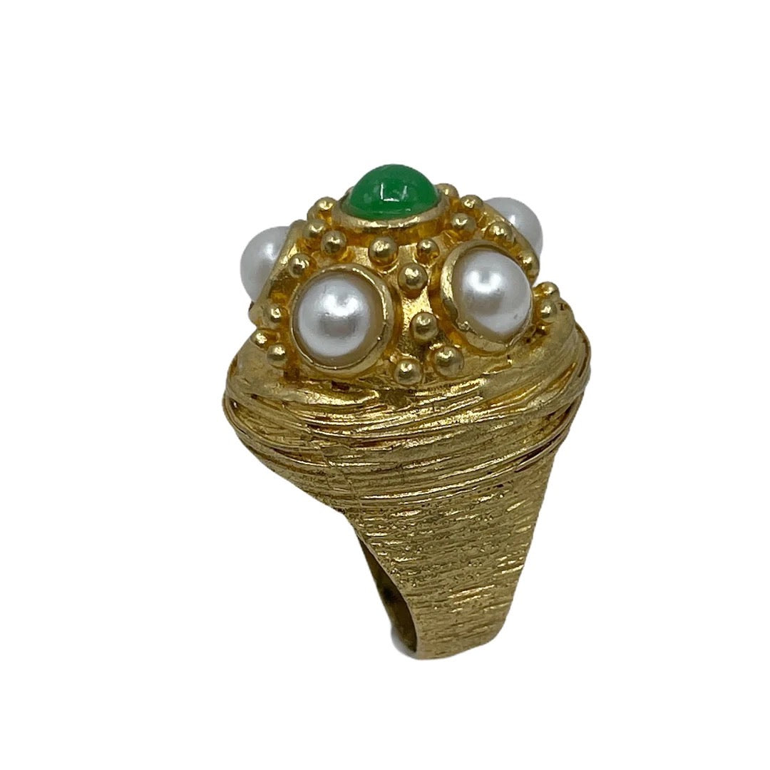 Gold plated Filled & chrysoprase ring