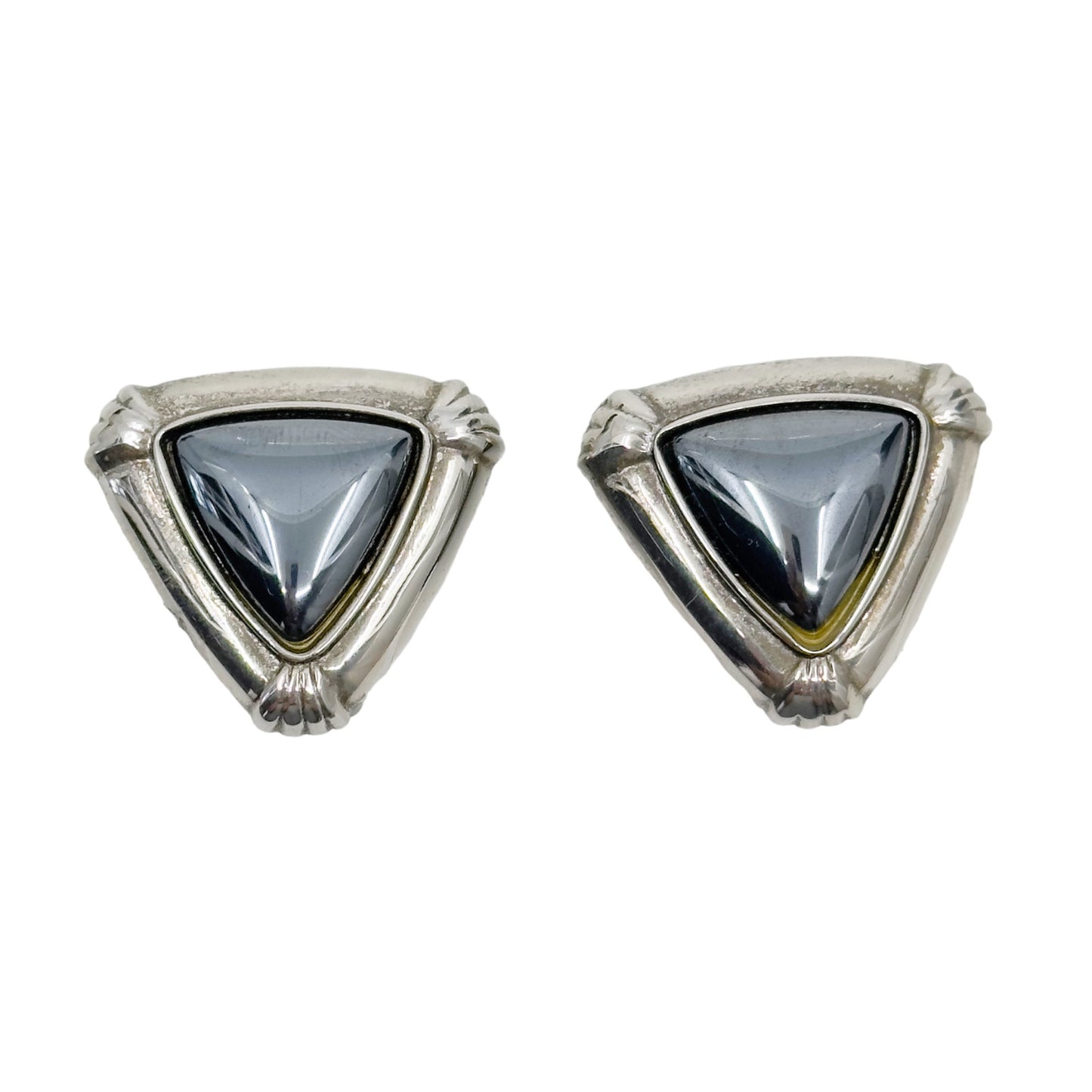 Vintage Silver tone Hematite clip on earrings