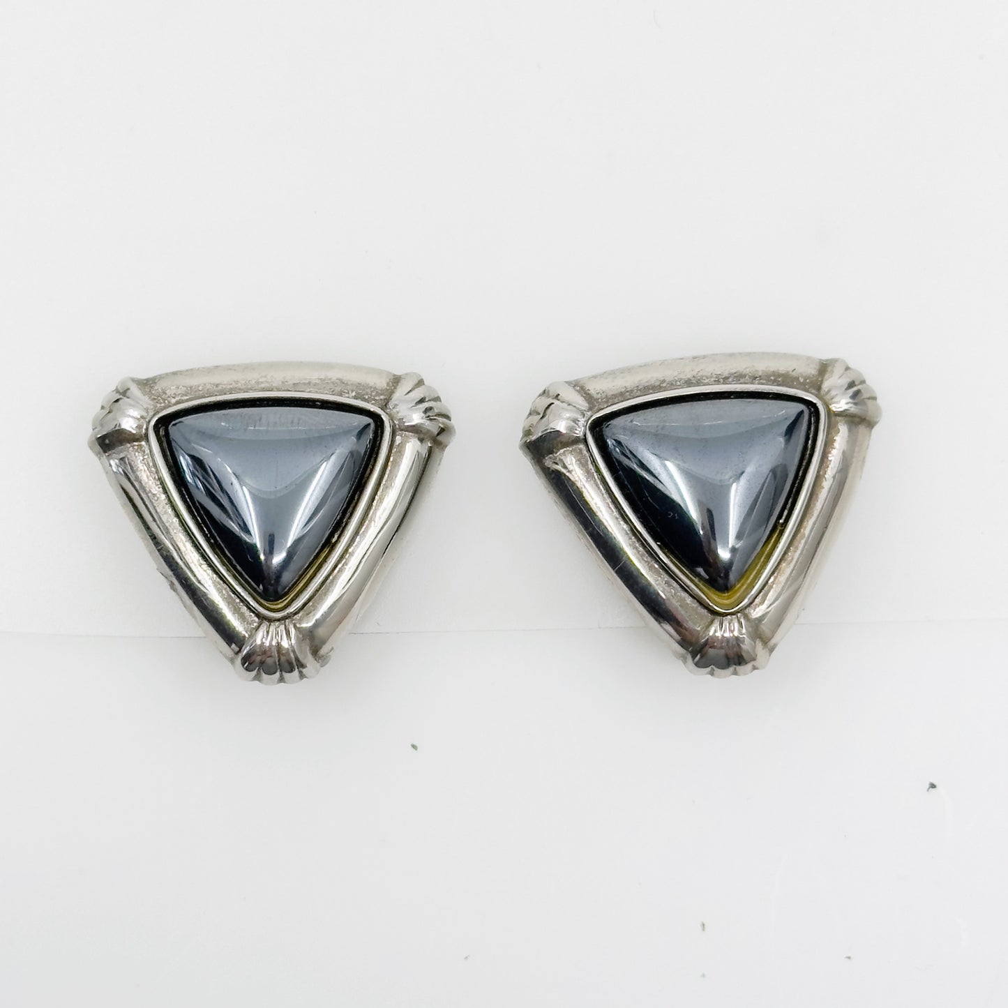 Vintage Silver tone Hematite clip on earrings