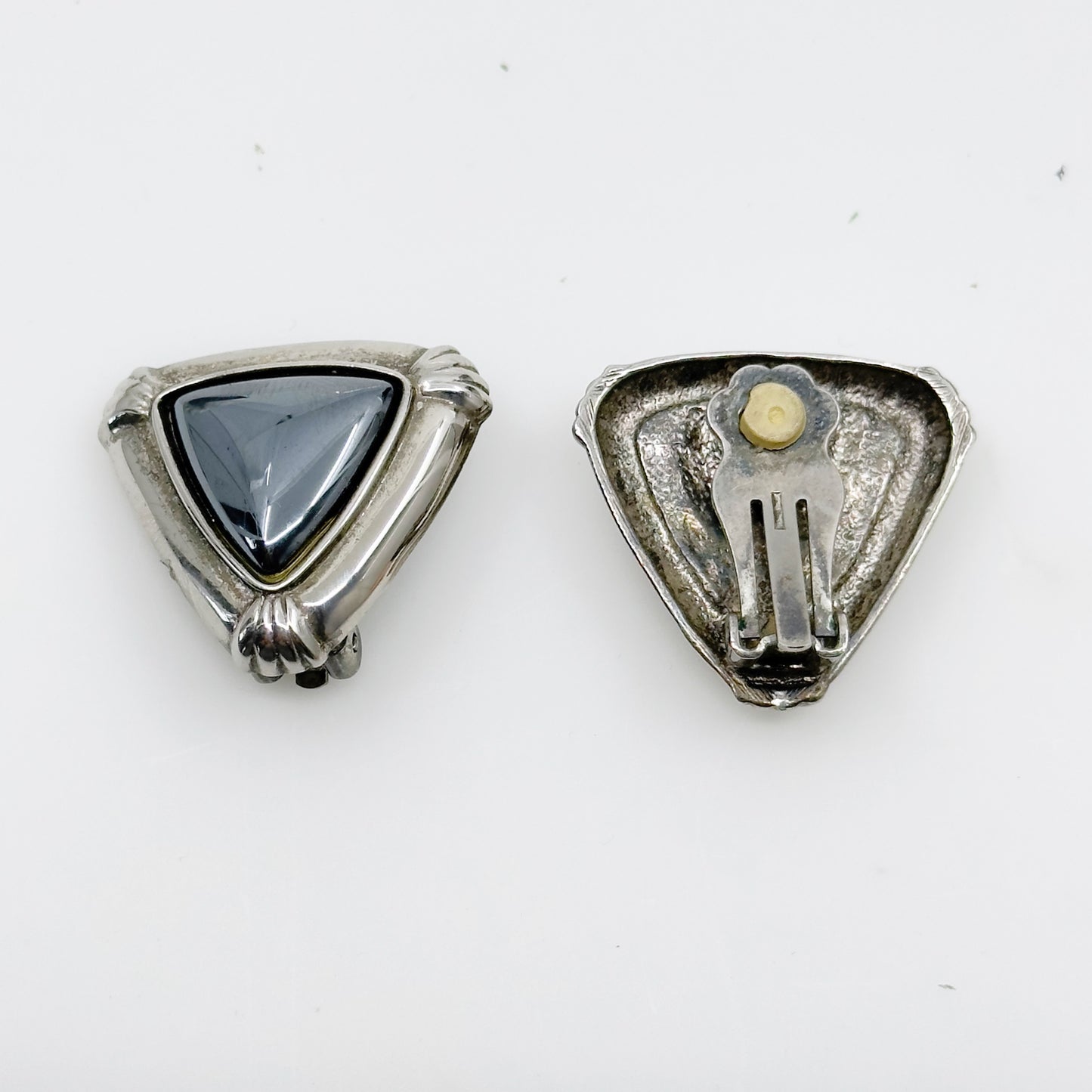 Vintage Silver tone Hematite clip on earrings