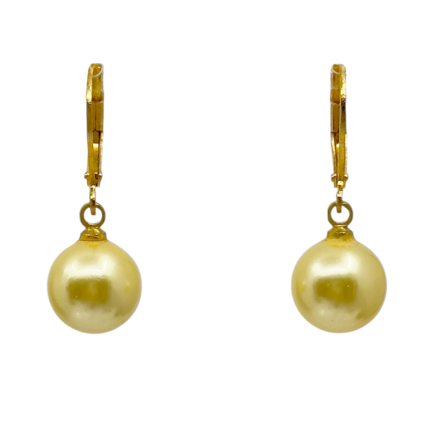 Gold tone 10mm drop Pearl earrings