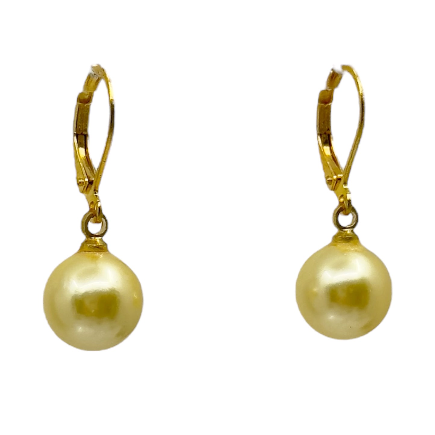 Gold tone 10mm drop Pearl earrings