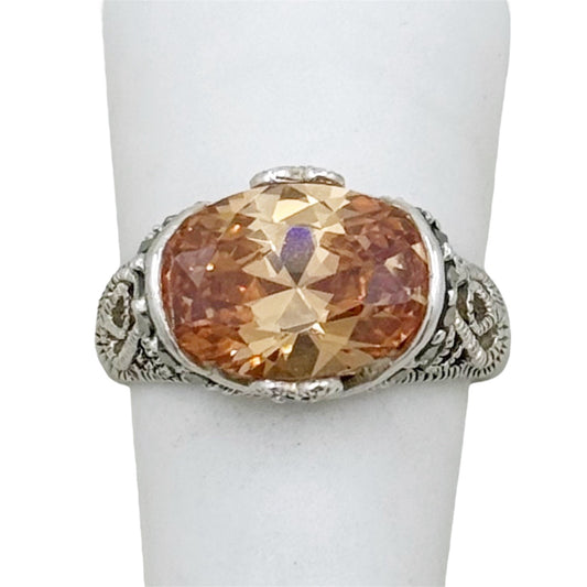 sterling silver cubic zirconia & marcasite ring - GM181