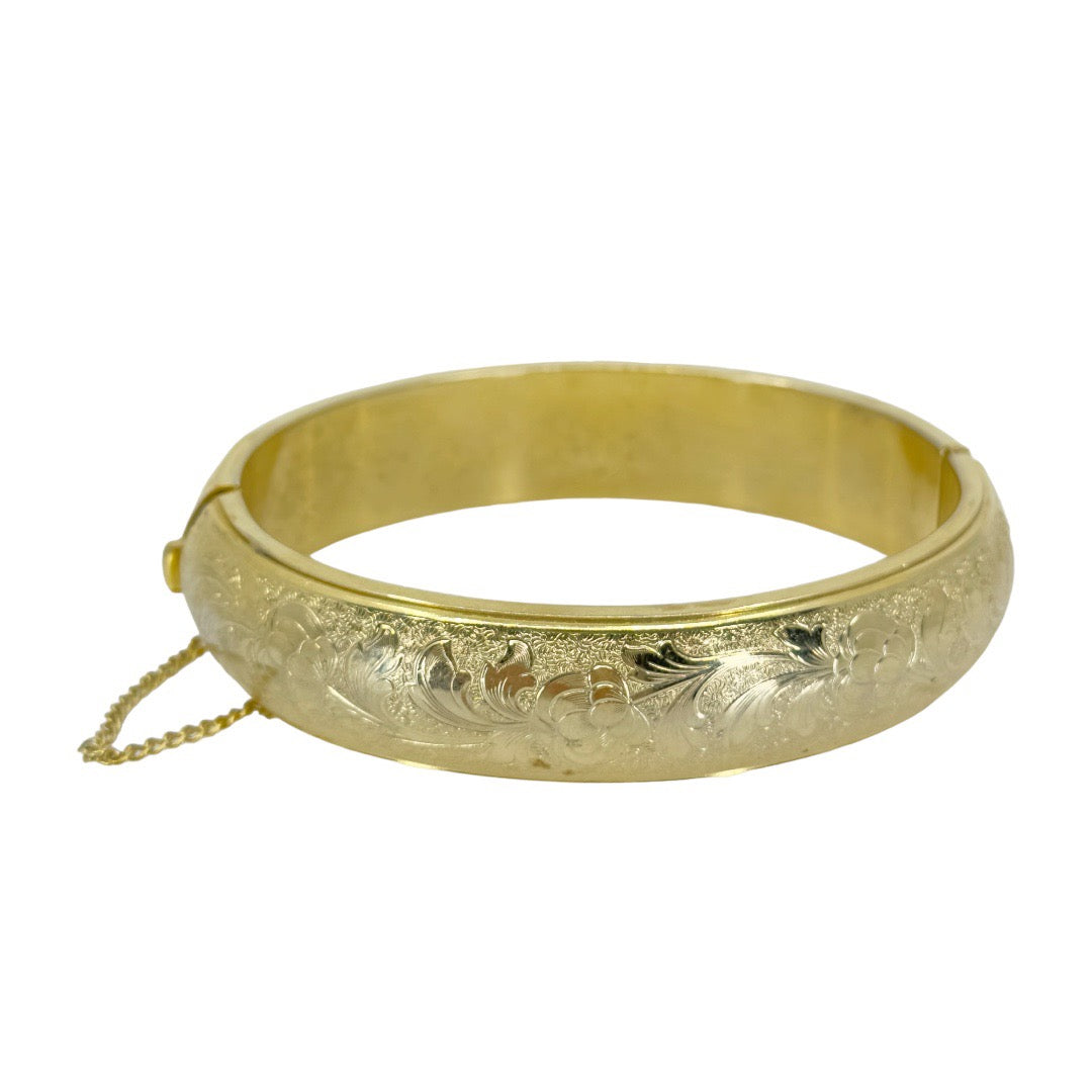 Vintage Gold Tone Hinged bangle bracelet