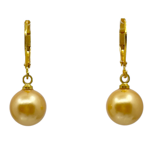 Gold tone 10mm drop Pearl earrings