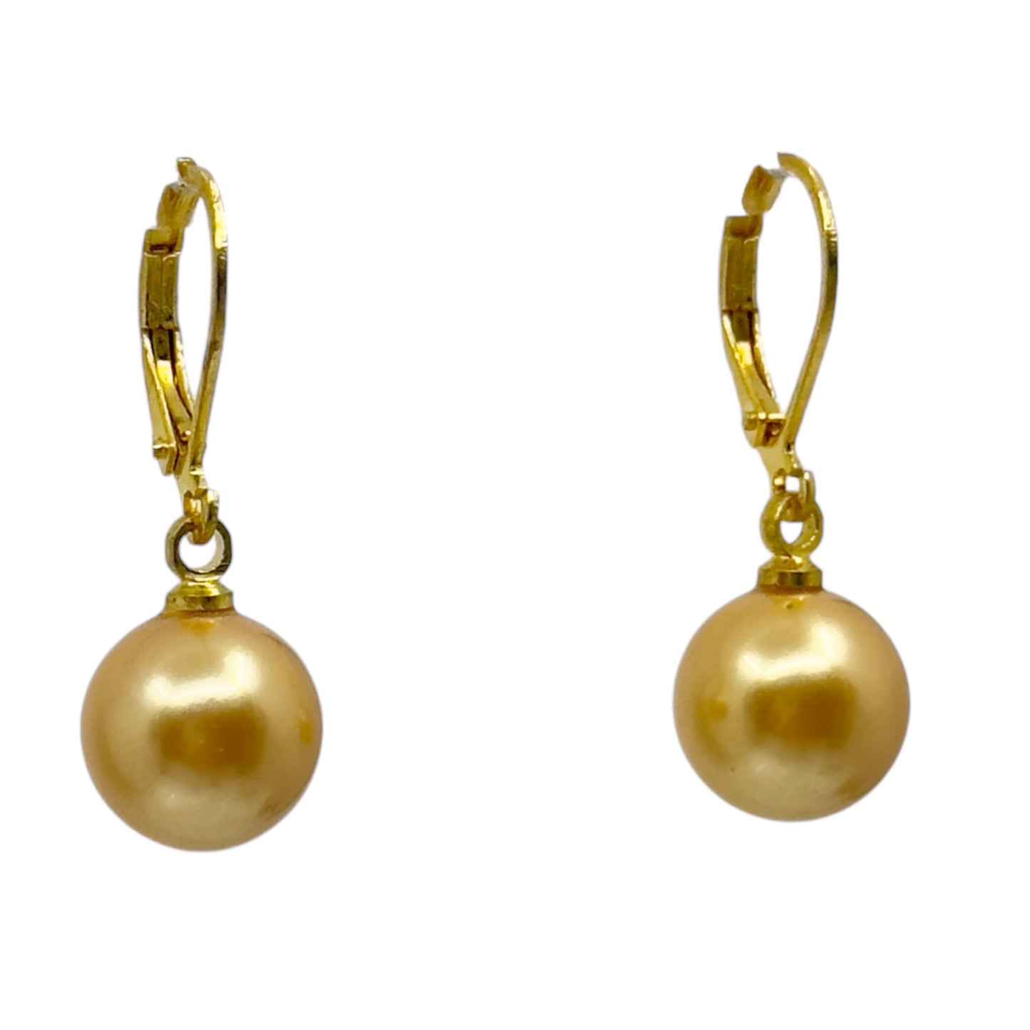 Gold tone 10mm drop Pearl earrings