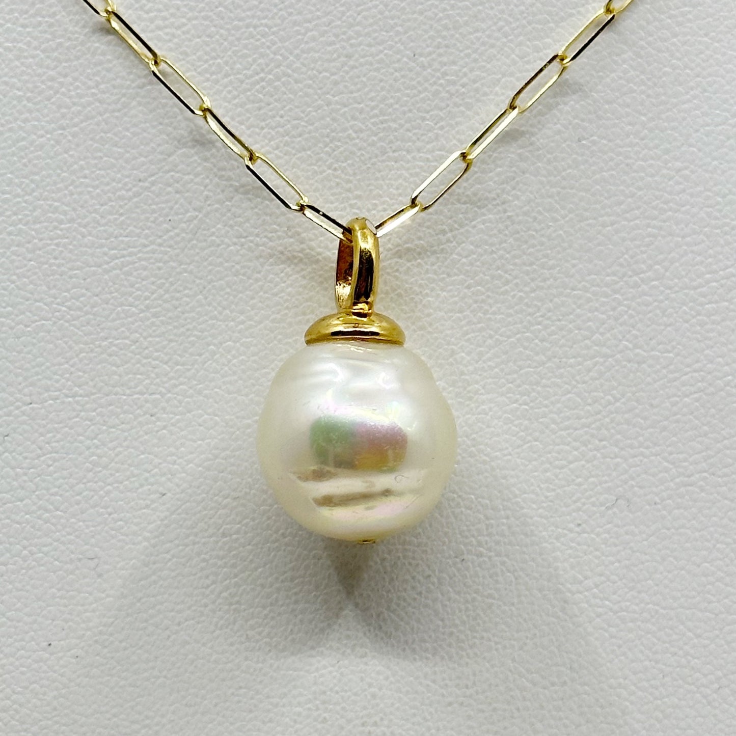 Gold vermeil Sterling silver baroque pearl pendant