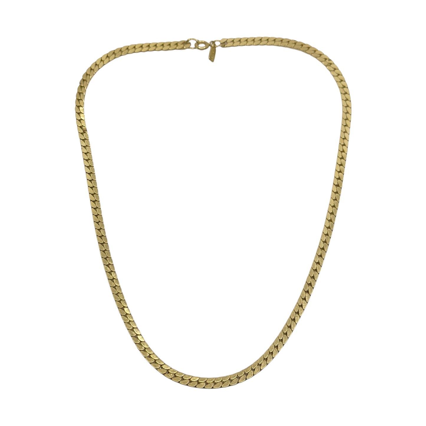 Vintage Kramer Gold tone herringbone snake chain necklace