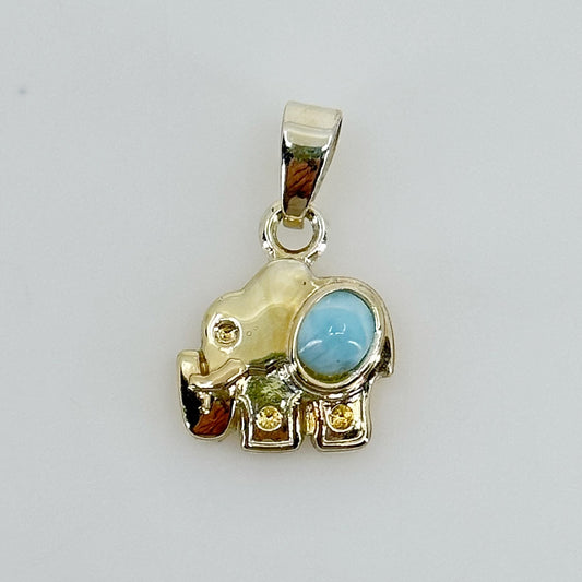 Gold Plated Larimar elephant pendant