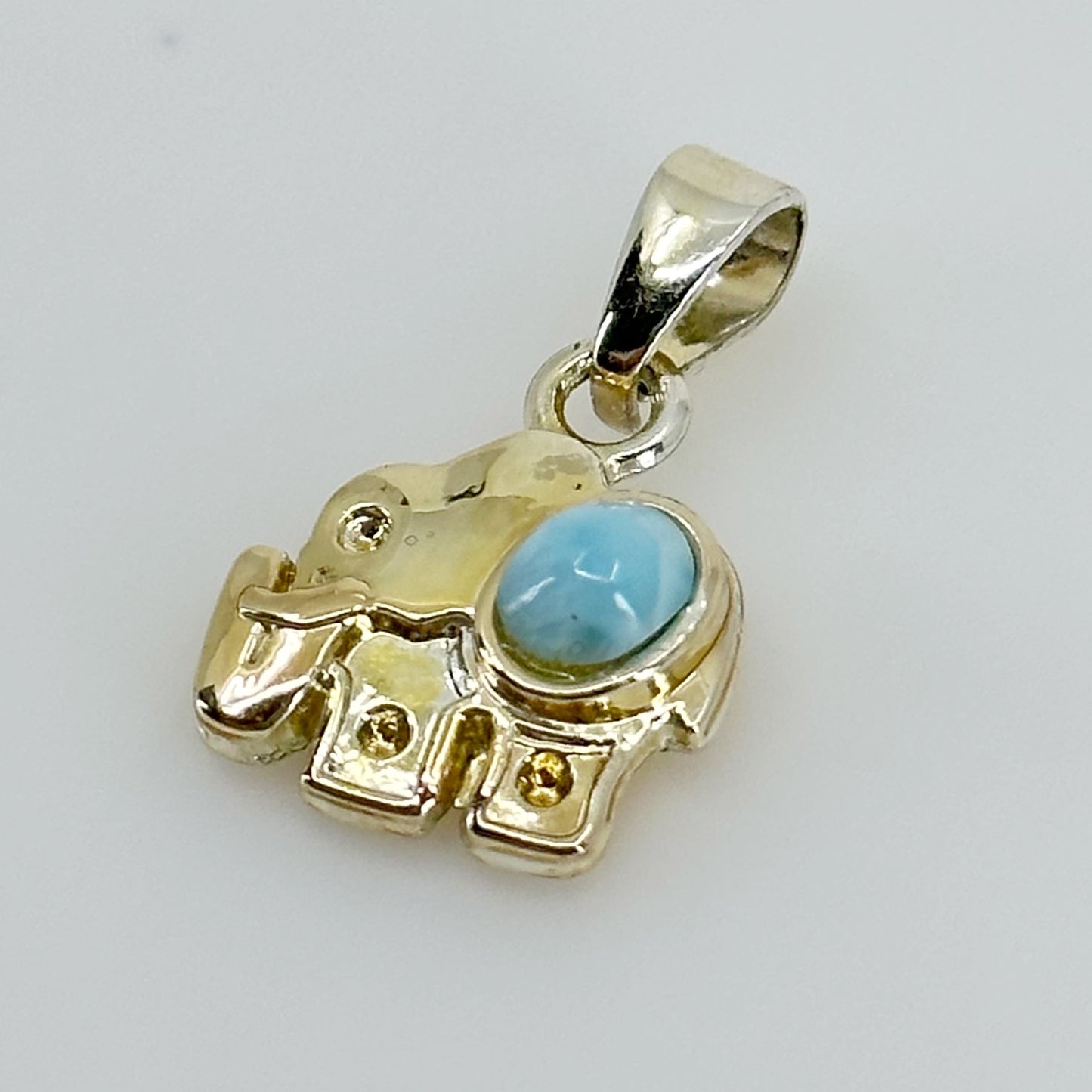 Gold Plated Larimar elephant pendant