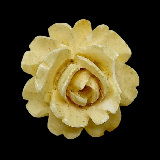 Vintage Carved bone flower brooch