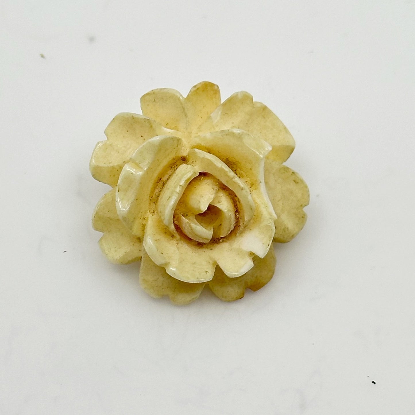 Vintage Carved bone flower brooch