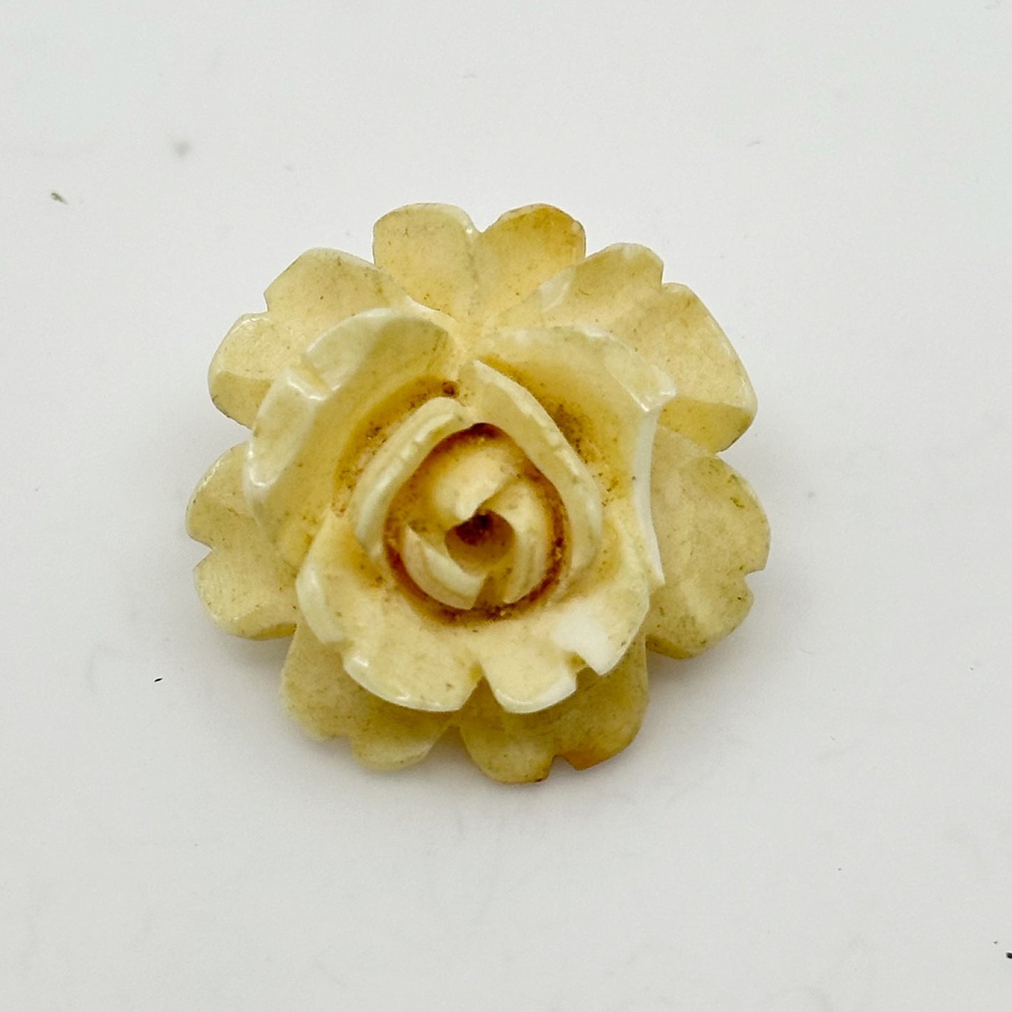 Vintage Carved bone flower brooch