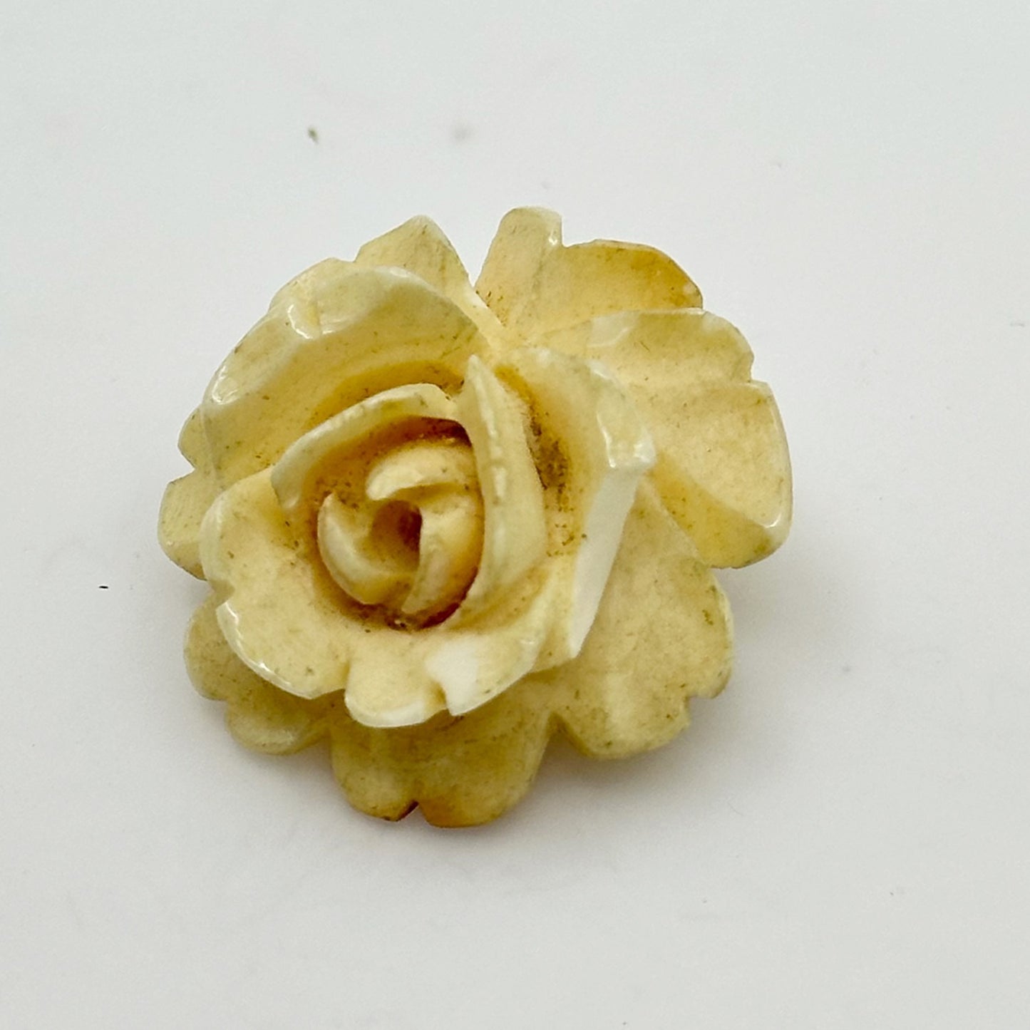 Vintage Carved bone flower brooch