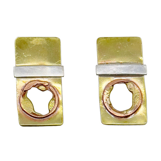 Hand Made sterling silver & brass earrings