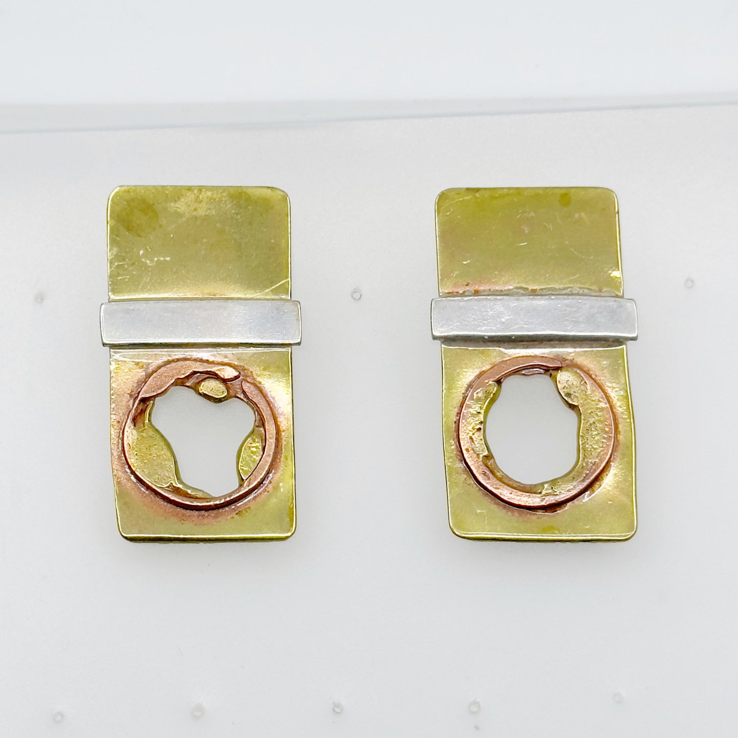 Hand Made sterling silver & brass earrings