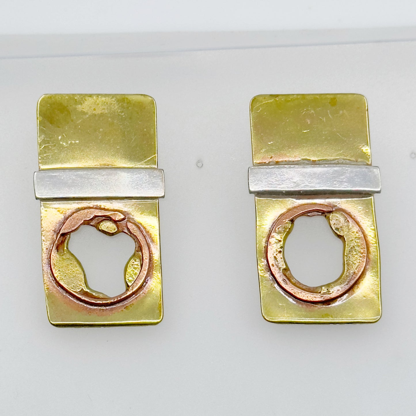 Hand Made sterling silver & brass earrings