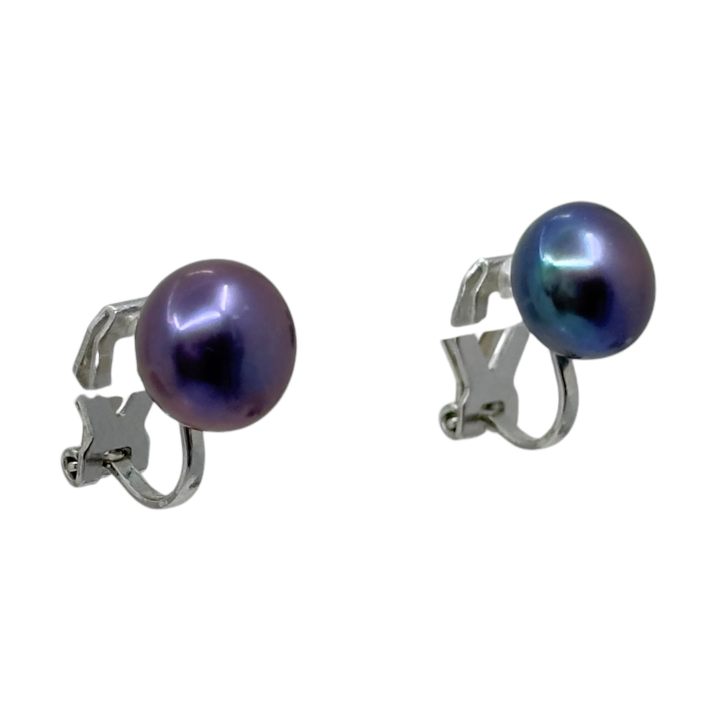 Silver tone 9mm freshwater pearl clip on earrings