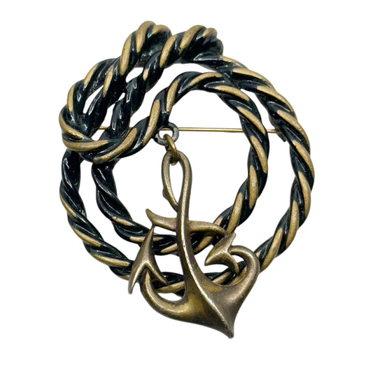 M Jent brass tone nautical brooch