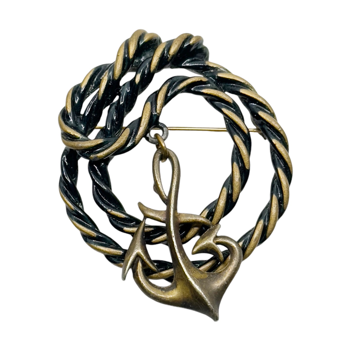 M Jent brass tone nautical brooch